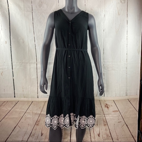 Loft B&W button down dress with belt - Picture 1 of 6
